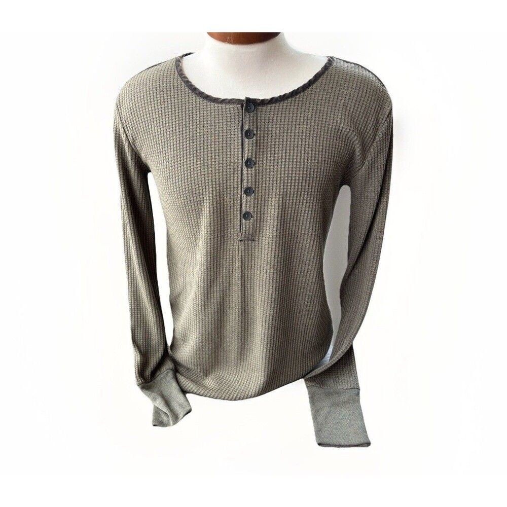 Venor Mens Thermal Knit Henley Size L Green NWT Soft Shirt Long Sleeve Stretch